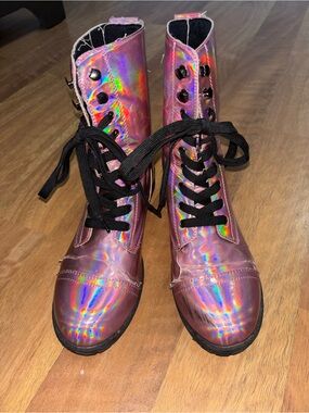 Dolls Kill ✨💖 Pink Iridescent Boots